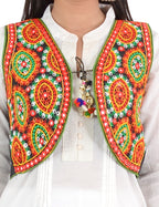 Banjara India Women’s Cotton Blend Kutchi Embroidered Sleeveless Short Ethnic Jacket/Koti (SSE-1001) – Black - Banjara India