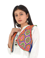 Banjara India Women’s Cotton Blend Kutchi Embroidered Sleeveless Short Ethnic Jacket/Koti (SSE-1001) – Blue - Banjara India