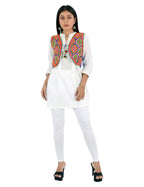 Banjara India Women’s Cotton Blend Kutchi Embroidered Sleeveless Short Ethnic Jacket/Koti (SSE-1001) – Blue - Banjara India