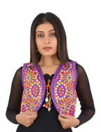 Banjara India Women’s Cotton Blend Kutchi Embroidered Sleeveless Short Ethnic Jacket/Koti (SSE-1001) – Orange - Banjara India