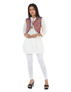Banjara India Women’s Cotton Blend Kutchi Embroidered Sleeveless Short Ethnic Jacket/Koti (SSE-1001) – Red - Banjara India