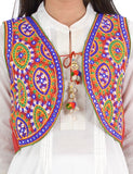 Banjara India Women’s Cotton Blend Kutchi Embroidered Sleeveless Short Ethnic Jacket/Koti (SSE-1001) – Red - Banjara India