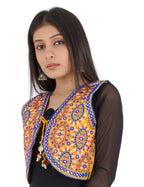 Banjara India Women’s Cotton Blend Kutchi Embroidered Sleeveless Short Ethnic Jacket/Koti (SSE-1001) – Yellow - Banjara India