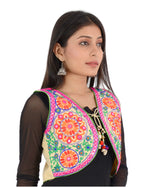 Banjara India Women’s Cotton Blend Kutchi Embroidered Sleeveless Short Ethnic Jacket/Koti (SSE-2002) – Beige - Banjara India