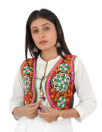 Banjara India Women’s Cotton Blend Kutchi Embroidered Sleeveless Short Ethnic Jacket/Koti (SSE-2002) – Black - Banjara India