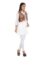 Banjara India Women’s Cotton Blend Kutchi Embroidered Sleeveless Short Ethnic Jacket/Koti (SSE-2002) – Black - Banjara India