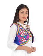 Banjara India Women’s Cotton Blend Kutchi Embroidered Sleeveless Short Ethnic Jacket/Koti (SSE-2002) – Blue - Banjara India