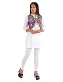 Banjara India Women’s Cotton Blend Kutchi Embroidered Sleeveless Short Ethnic Jacket/Koti (SSE-2002) – Blue - Banjara India