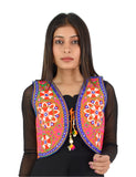Banjara India Women’s Cotton Blend Kutchi Embroidered Sleeveless Short Ethnic Jacket/Koti (SSE-2002) – Orange - Banjara India