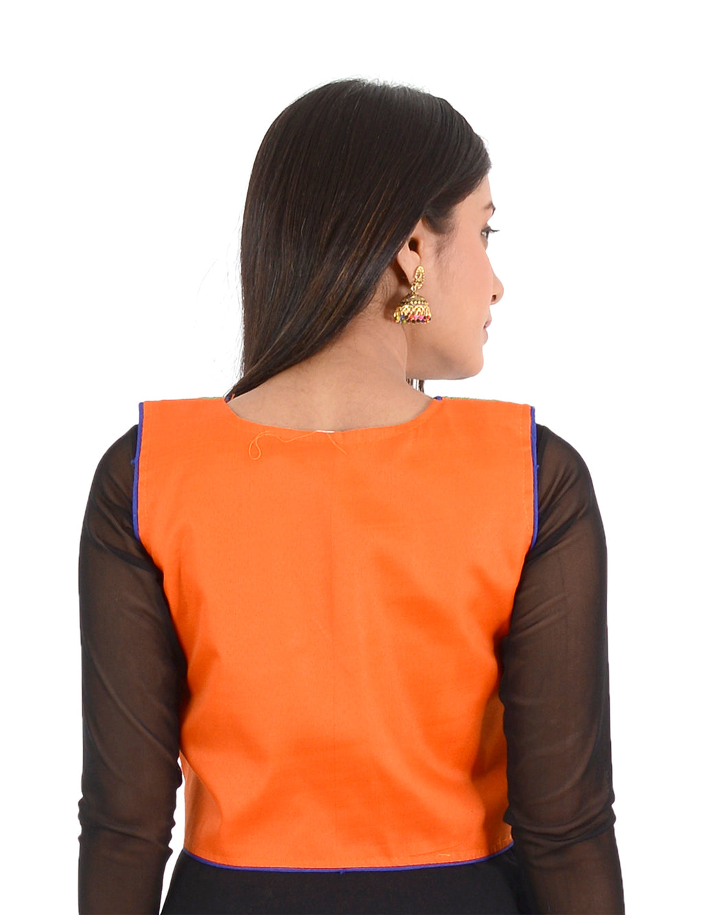 Banjara India Women’s Cotton Blend Kutchi Embroidered Sleeveless Short Ethnic Jacket/Koti (SSE-2002) – Orange - Banjara India