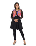 Banjara India Women’s Cotton Blend Kutchi Embroidered Sleeveless Short Ethnic Jacket/Koti (SSE-2002) – Orange - Banjara India
