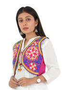 Banjara India Women’s Cotton Blend Kutchi Embroidered Sleeveless Short Ethnic Jacket/Koti (SSE-2002) – Pink - Banjara India