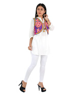 Banjara India Women’s Cotton Blend Kutchi Embroidered Sleeveless Short Ethnic Jacket/Koti (SSE-2002) – Pink - Banjara India
