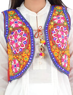Banjara India Women’s Cotton Blend Kutchi Embroidered Sleeveless Short Ethnic Jacket/Koti (SSE-2002) – Red - Banjara India