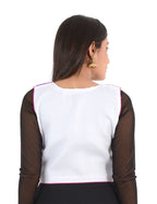 Banjara India Women’s Cotton Blend Kutchi Embroidered Sleeveless Short Ethnic Jacket/Koti (SSE-2002) – White - Banjara India