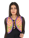Banjara India Women’s Cotton Blend Kutchi Embroidered Sleeveless Short Ethnic Jacket/Koti (SSE-2002) – Yellow - Banjara India