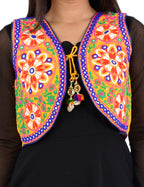 Banjara India Women’s Cotton Blend Kutchi Embroidered Sleeveless Short Ethnic Jacket/Koti (SSE-2002) – Yellow - Banjara India