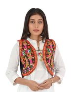 Banjara India Women’s Cotton Blend Kutchi Embroidered Sleeveless Short Ethnic Jacket/Koti (SSE-3003) – Black - Banjara India