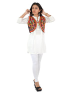 Banjara India Women’s Cotton Blend Kutchi Embroidered Sleeveless Short Ethnic Jacket/Koti (SSE-3003) – Black - Banjara India