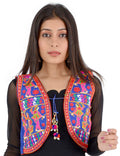 Banjara India Women’s Cotton Blend Kutchi Embroidered Sleeveless Short Ethnic Jacket/Koti (SSE-3003) – Blue - Banjara India