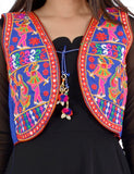 Banjara India Women’s Cotton Blend Kutchi Embroidered Sleeveless Short Ethnic Jacket/Koti (SSE-3003) – Blue - Banjara India