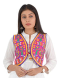 Banjara India Women’s Cotton Blend Kutchi Embroidered Sleeveless Short Ethnic Jacket/Koti (SSE-3003) – Pink - Banjara India