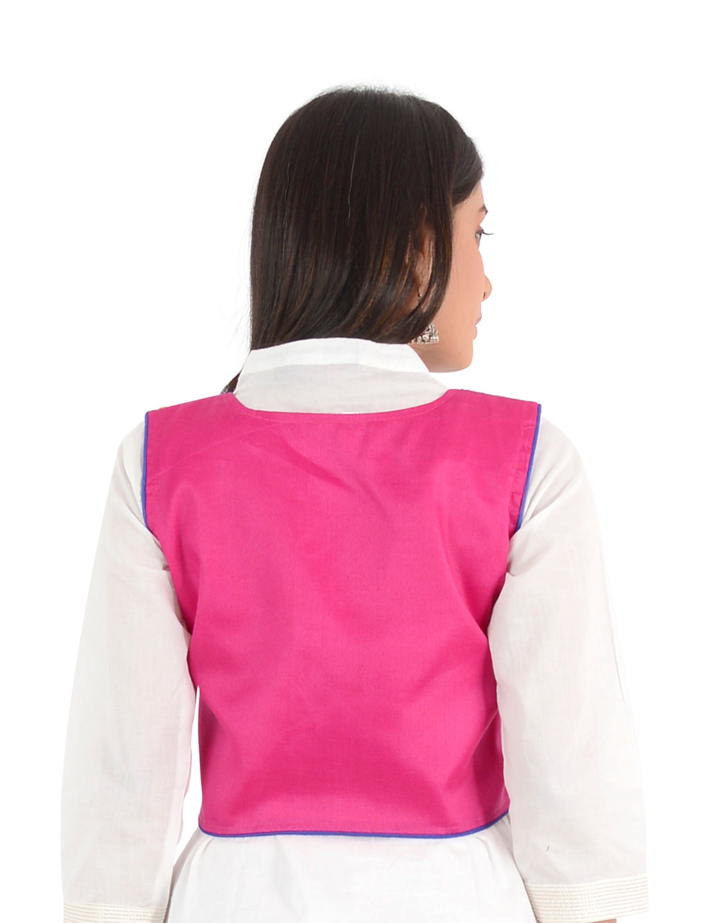 Banjara India Women’s Cotton Blend Kutchi Embroidered Sleeveless Short Ethnic Jacket/Koti (SSE-3003) – Pink - Banjara India