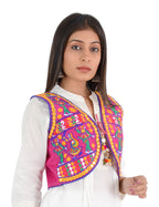 Banjara India Women’s Cotton Blend Kutchi Embroidered Sleeveless Short Ethnic Jacket/Koti (SSE-3003) – Pink - Banjara India