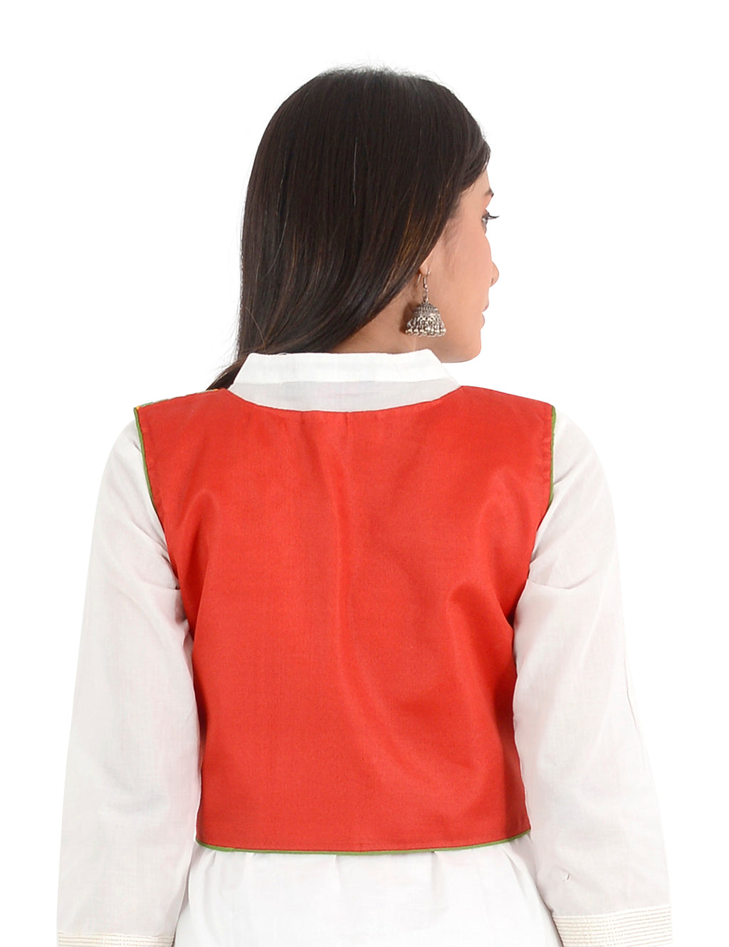 Banjara India Women’s Cotton Blend Kutchi Embroidered Sleeveless Short Ethnic Jacket/Koti (SSE-3003) – Red - Banjara India