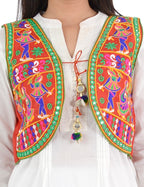 Banjara India Women’s Cotton Blend Kutchi Embroidered Sleeveless Short Ethnic Jacket/Koti (SSE-3003) – Red - Banjara India