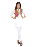 Banjara India Women’s Cotton Blend Kutchi Embroidered Sleeveless Short Ethnic Jacket/Koti (SSE-3003) – Red - Banjara India