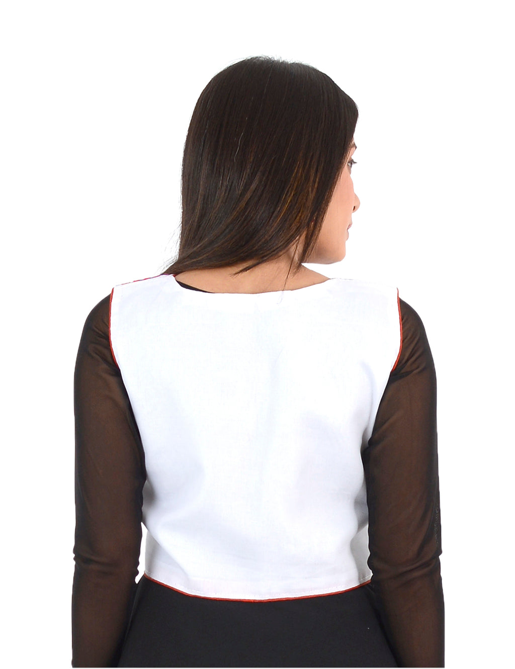 Banjara India Women’s Cotton Blend Kutchi Embroidered Sleeveless Short Ethnic Jacket/Koti (SSE-3003) – White - Banjara India