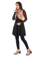 Banjara India Women’s Cotton Blend Kutchi Embroidered Sleeveless Short Ethnic Jacket/Koti (SSE-3003) – Yellow - Banjara India