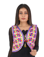 Banjara India Women’s Cotton Blend Kutchi Embroidered Sleeveless Short Ethnic Jacket/Koti (SSE-4004) – Beige - Banjara India