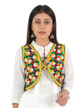 Banjara India Women’s Cotton Blend Kutchi Embroidered Sleeveless Short Ethnic Jacket/Koti (SSE-4004) – Black - Banjara India