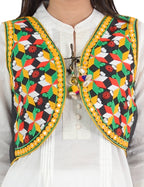 Banjara India Women’s Cotton Blend Kutchi Embroidered Sleeveless Short Ethnic Jacket/Koti (SSE-4004) – Black - Banjara India