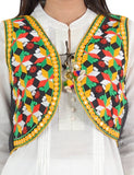 Banjara India Women’s Cotton Blend Kutchi Embroidered Sleeveless Short Ethnic Jacket/Koti (SSE-4004) – Black - Banjara India