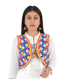 Banjara India Women’s Cotton Blend Kutchi Embroidered Sleeveless Short Ethnic Jacket/Koti (SSE-4004) – Blue - Banjara India