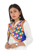 Banjara India Women’s Cotton Blend Kutchi Embroidered Sleeveless Short Ethnic Jacket/Koti (SSE-4004) – Blue - Banjara India