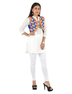 Banjara India Women’s Cotton Blend Kutchi Embroidered Sleeveless Short Ethnic Jacket/Koti (SSE-4004) – Blue - Banjara India