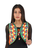 Banjara India Women’s Cotton Blend Kutchi Embroidered Sleeveless Short Ethnic Jacket/Koti (SSE-4004) – Orange - Banjara India