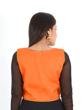 Banjara India Women’s Cotton Blend Kutchi Embroidered Sleeveless Short Ethnic Jacket/Koti (SSE-4004) – Orange - Banjara India