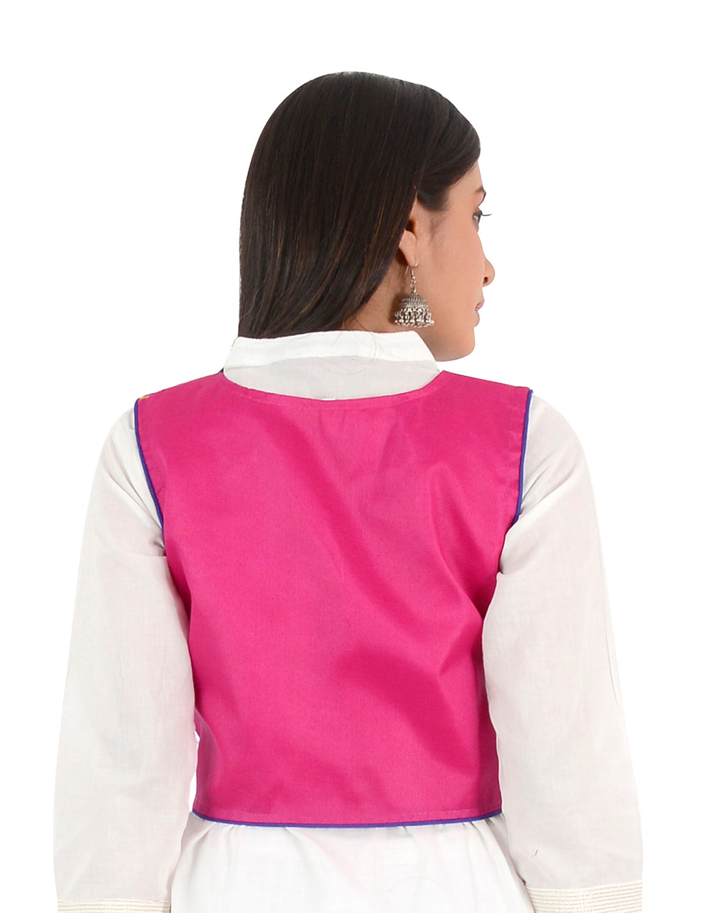 Banjara India Women’s Cotton Blend Kutchi Embroidered Sleeveless Short Ethnic Jacket/Koti (SSE-4004) – Pink - Banjara India