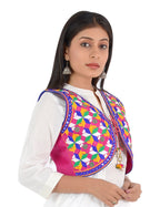 Banjara India Women’s Cotton Blend Kutchi Embroidered Sleeveless Short Ethnic Jacket/Koti (SSE-4004) – Pink - Banjara India