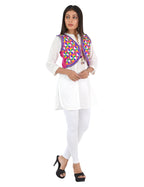 Banjara India Women’s Cotton Blend Kutchi Embroidered Sleeveless Short Ethnic Jacket/Koti (SSE-4004) – Pink - Banjara India
