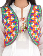 Banjara India Women’s Cotton Blend Kutchi Embroidered Sleeveless Short Ethnic Jacket/Koti (SSE-4004) – Red - Banjara India