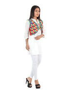 Banjara India Women’s Cotton Blend Kutchi Embroidered Sleeveless Short Ethnic Jacket/Koti (SSE-4004) – Red - Banjara India