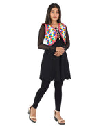 Banjara India Women’s Cotton Blend Kutchi Embroidered Sleeveless Short Ethnic Jacket/Koti (SSE-4004) – White - Banjara India