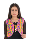 Banjara India Women’s Cotton Blend Kutchi Embroidered Sleeveless Short Ethnic Jacket/Koti (SSE-4004) – Yellow - Banjara India