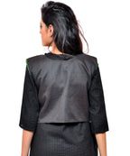 Banjara India Women's Cotton Blend Kutchi Embroidered Sleeveless Short Jacket/Koti/Shrug (Gamthi) - SSP-GAM01 - Banjara India